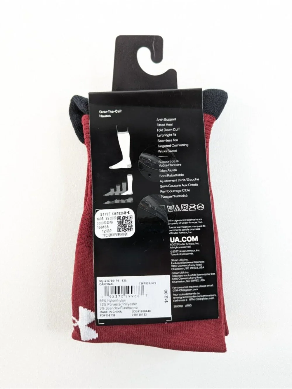 Under Armour Over the Calf Soccer Socks RED Youth Size 13.5-4.5 UA NWT